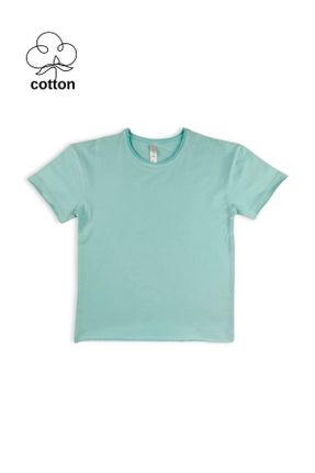 تی شرت سبز بچه گانه اورسایز یقه گرد تکی کد 822286401