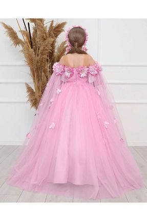 لباس مجلسی و فارغ التحصیلی صورتی بچه گانه توری Kids - کد 826019558