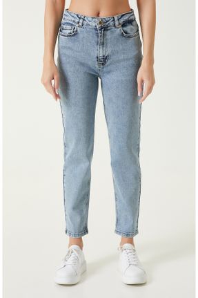 شلوار جین متالیک زنانه پاچه ساده فاق بلند استاندارد کد 828899647