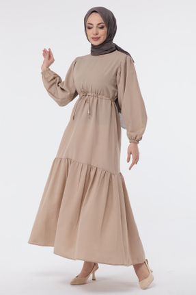 لباس بژ زنانه بافتنی رگولار پنبه - پلی استر کد 782611799