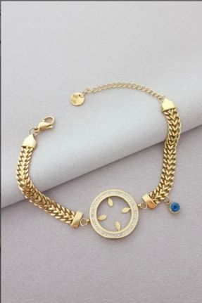 دستبند استیل طلائی زنانه فولاد ( استیل ) کد 710791324