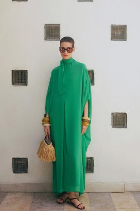 لباس سبز زنانه اورسایز بافتنی کد 838351969
