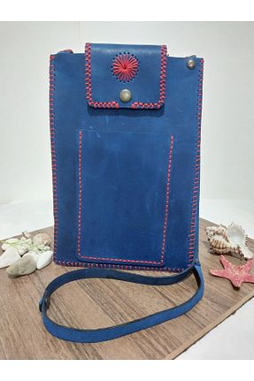 کیف دوشی آبی زنانه چرم خالص sorte store - کد 824640036