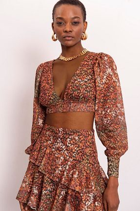 ست بالاتنه و پائین تنه قهوه ای زنانه بافتنی FASHION COCKTAIL - کد 691036768