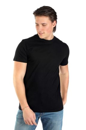 تی شرت مشکی مردانه رگولار یقه گرد کد 820297278