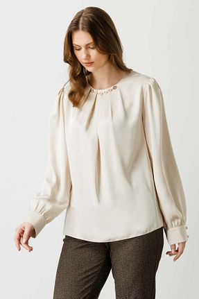 بلوز بژ زنانه ساده Ekol - کد 786988374