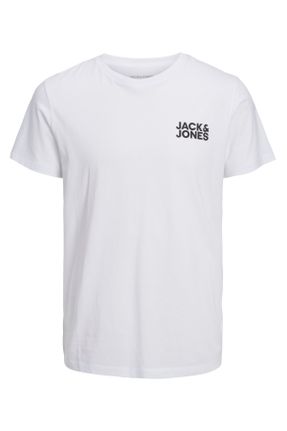 تی شرت سفید مردانه رگولار یقه گرد تکی کد 696159512