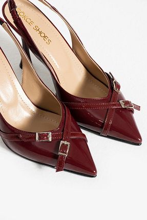 کفش پاشنه بلند کلاسیک زرشکی زنانه چرم لاکی Gökçe Shoes - کد 838460155
