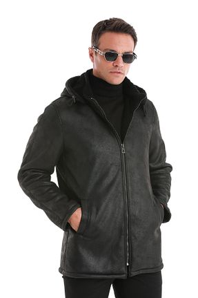 پالتو پشمی مشکی مردانه اسلیم فیت Hatemoğlu - کد 838464563