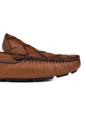 کفش لوفر قهوه ای مردانه چرم طبیعی پاشنه کوتاه ( 4 - 1 cm ) کد 838553481