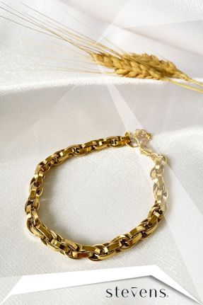 دستبند استیل طلائی زنانه فولاد ( استیل ) کد 766677770
