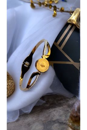 دستبند استیل طلائی زنانه استیل ضد زنگ کد 838520777