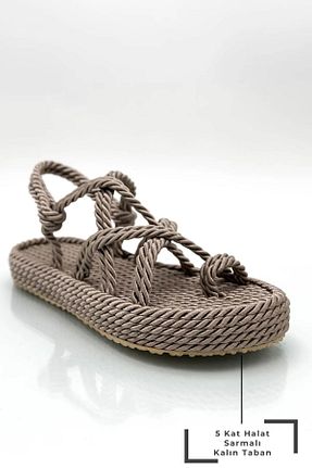 صندل قهوه ای زنانه پاشنه تخت elvinshoes - کد 838592963