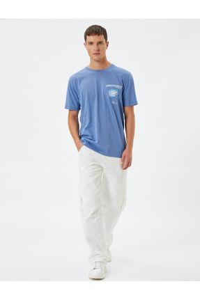 تی شرت آبی مردانه رگولار یقه گرد تکی کد 782658811