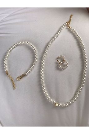 گردنبند جواهر سفید زنانه مروارید کد 813530240