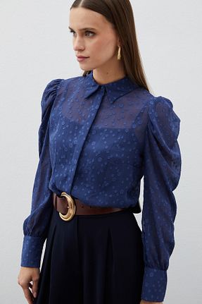 پیراهن سرمه ای زنانه رگولار Sateen - کد 830572035