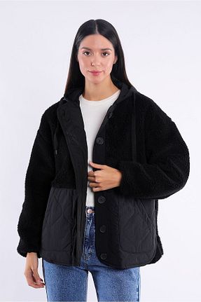 کاپشن مشکی زنانه Relaxed Yake - کد 792542598
