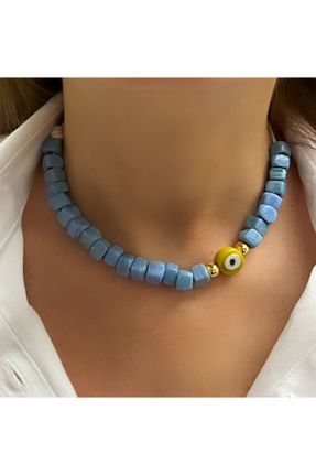 گردنبند جواهر آبی زنانه منجوق کد 823333784