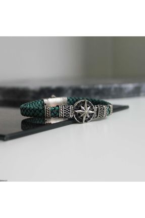 دستبند جواهر سبز مردانه چرم کد 780376855