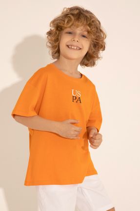 تی شرت نارنجی بچه گانه اورسایز یقه گرد کد 832988648