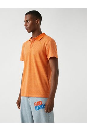 تی شرت نارنجی مردانه رگولار یقه پولو پنبه (نخی) تکی کد 313330503