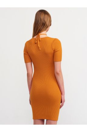 لباس نارنجی زنانه تریکو تریکو رگولار آستین-کوتاه کد 805407682