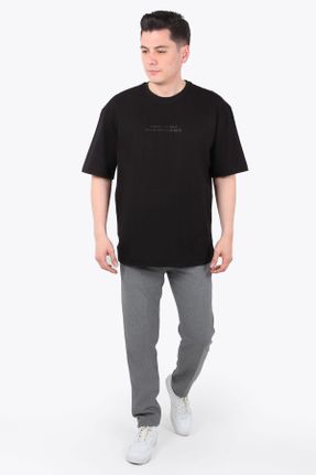 تی شرت مشکی مردانه رگولار طراحی کد 718075157