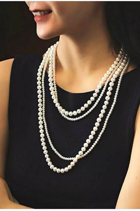 گردنبند جواهر سفید زنانه مروارید کد 451127064