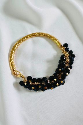 دستبند جواهر مشکی زنانه روکش طلا کد 805757799
