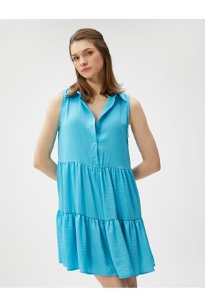 لباس فیروزه ای زنانه بافتنی پلی استر لباس پیراهنی کد 670782845