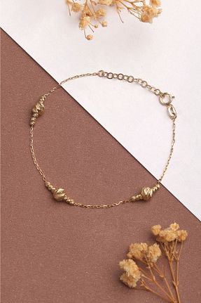 دستبند طلا طلائی زنانه 14 عیار goldberia - کد 838410781