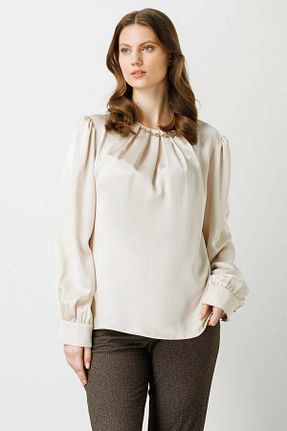 بلوز بژ زنانه ساده Ekol - کد 786988374