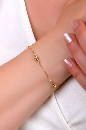 دستبند طلا طلائی زنانه 14 عیار goldberia - کد 838410781