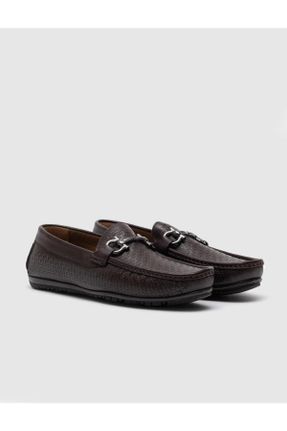 کفش لوفر قهوه ای مردانه چرم طبیعی پاشنه کوتاه ( 4 - 1 cm ) کد 28258959
