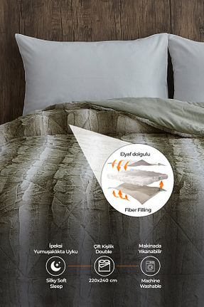 لحاف دونفره بژ 220 x 240 Evlen Home Collection - کد 782256763