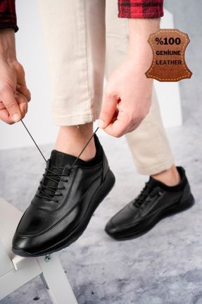 کفش کژوال مشکی مردانه چرم طبیعی پاشنه کوتاه ( 4 - 1 cm ) پاشنه ساده کد 664283936