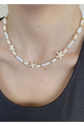 گردنبند جواهر سفید زنانه منجوق کد 741773624