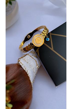 دستبند استیل (فولاد) طلائی زنانه استیل ضد زنگ İNN JEWELLERY - کد 838545731