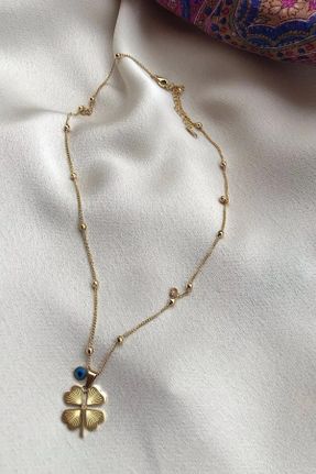 گردنبند جواهر طلائی زنانه استیل ضد زنگ کد 838016664