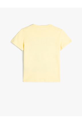 تی شرت زرد بچه گانه رگولار یقه گرد پنبه (نخی) تکی کد 800369001