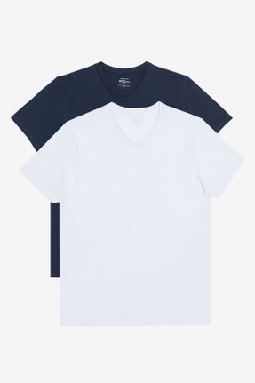 تی شرت سفید مردانه یقه هفت 2