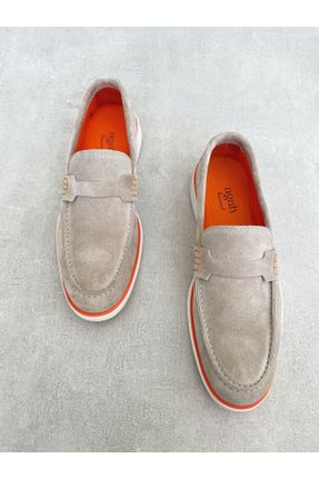 کفش لوفر بژ مردانه چرم طبیعی پاشنه کوتاه ( 4 - 1 cm ) کد 815866509