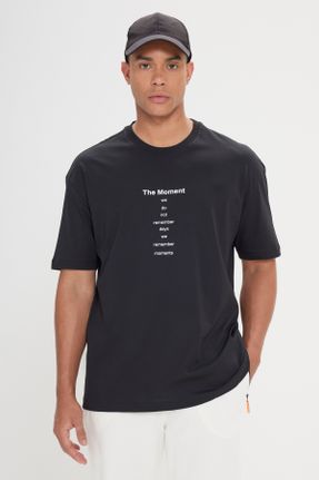 تی شرت مشکی مردانه یقه گرد رگولار تکی کد 751978743
