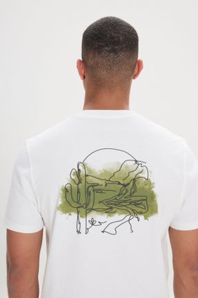 تی شرت نباتی مردانه ریلکس یقه گرد کد 811153501
