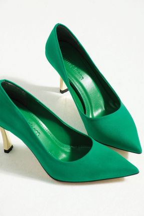 کفش استایلتو سبز پاشنه ضخیم پاشنه متوسط ( 5 - 9 cm ) کد 743095019