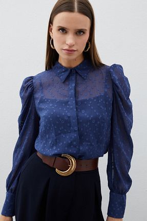 پیراهن سرمه ای زنانه رگولار Sateen - کد 830572035