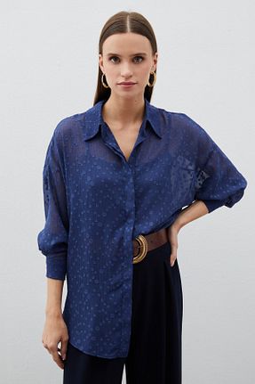 پیراهن سرمه ای زنانه رگولار Sateen - کد 830136615