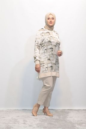 تونیک حجاب بژ زنانه ویسکون Zey&Ka Butik - کد 828054162