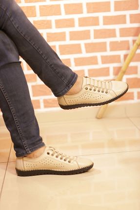 کفش کژوال بژ مردانه چرم خالص fastfoot - کد 816493149