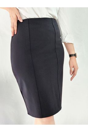 دامن مشکی زنانه چرم مصنوعی YAXİ - کد 838707301